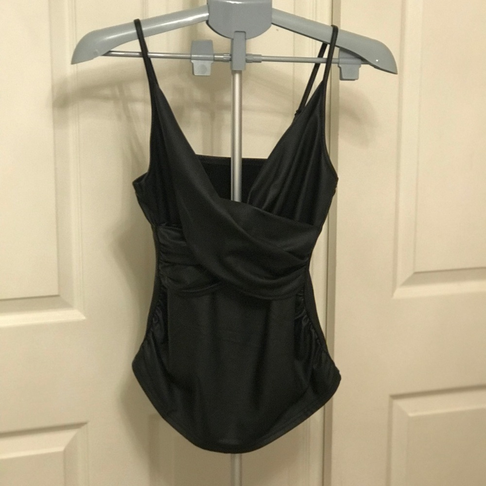 Black Sleeveless Wrap Top pleather